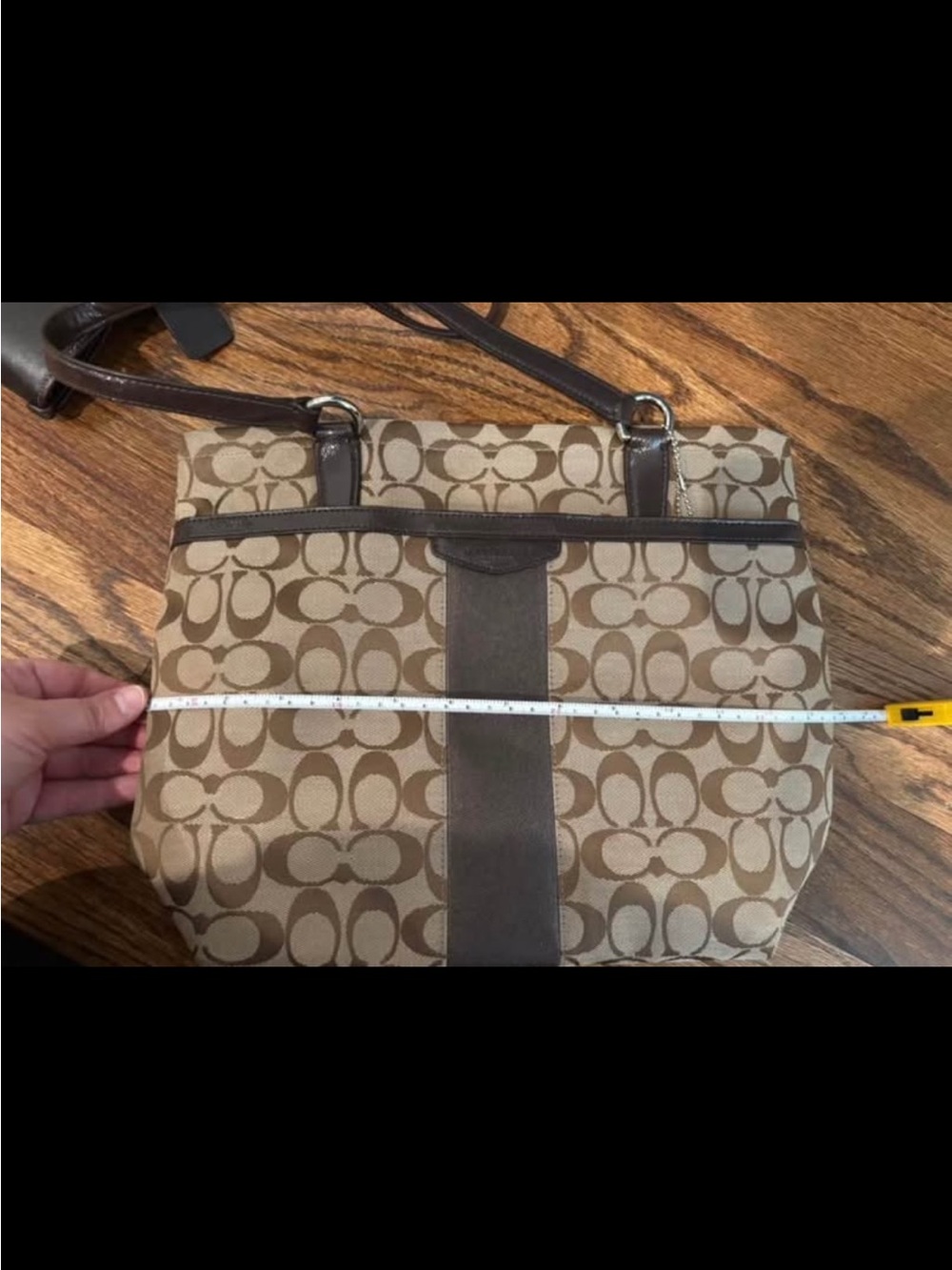 Coach Brown Signature Canvas Tote with Dark Trim - Picture 6 of 7